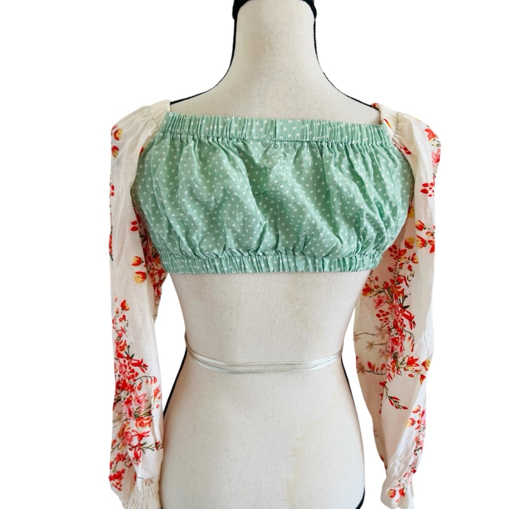 O. Vianca Floral Ruffle Blouse with Tie Front - Picture 4 of 6